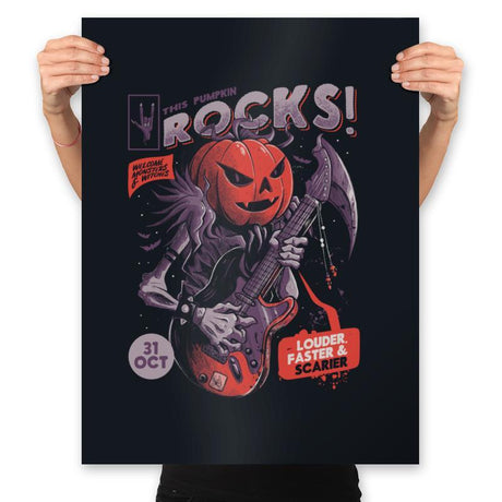 Rock Pumpkin - Prints Posters RIPT Apparel 18x24 / Black