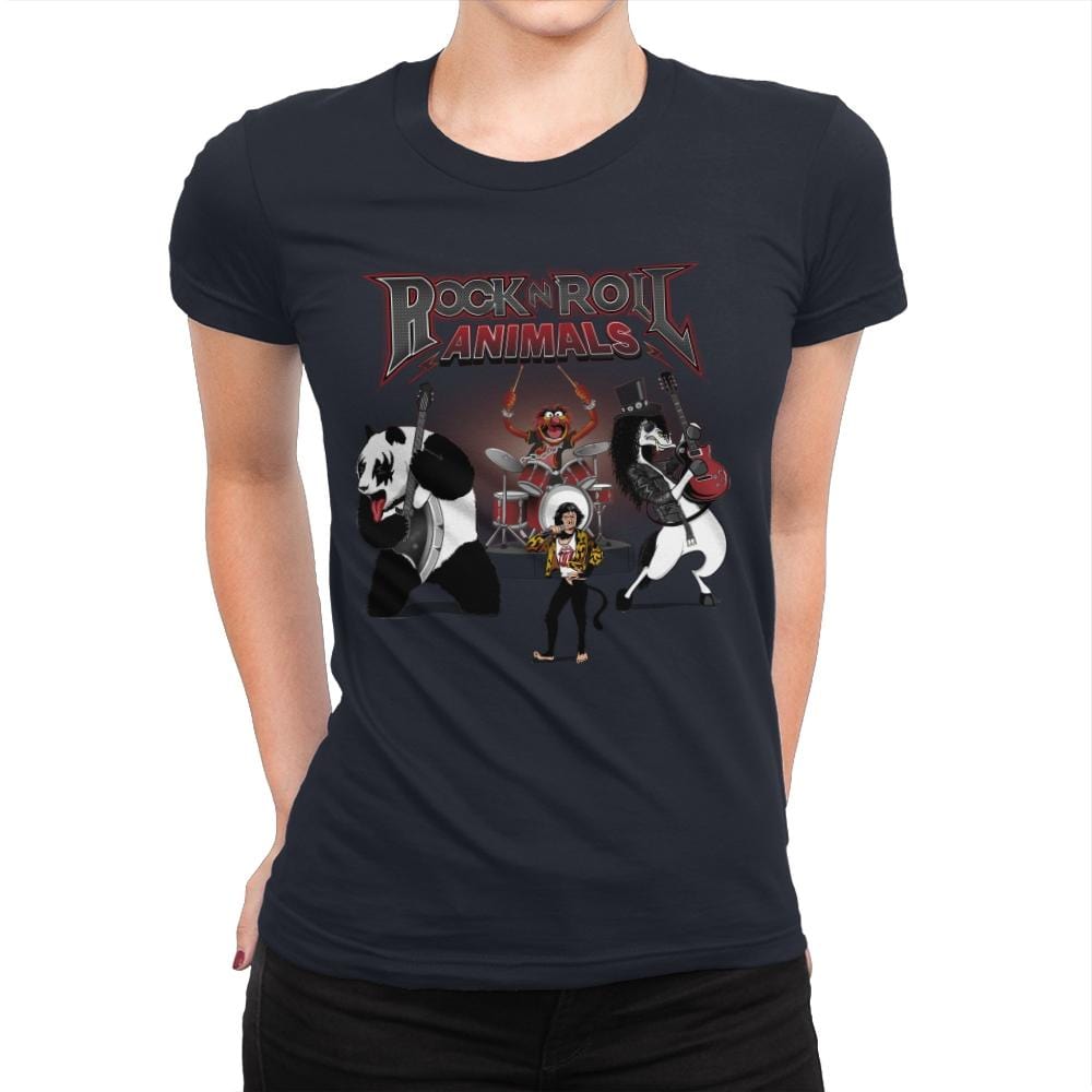 Rock & Roll Animals - Womens Premium T-Shirts RIPT Apparel Small / Midnight Navy