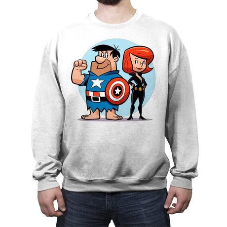 Rockvengers Assemble! - Crew Neck Sweatshirt Crew Neck Sweatshirt RIPT Apparel Small / White