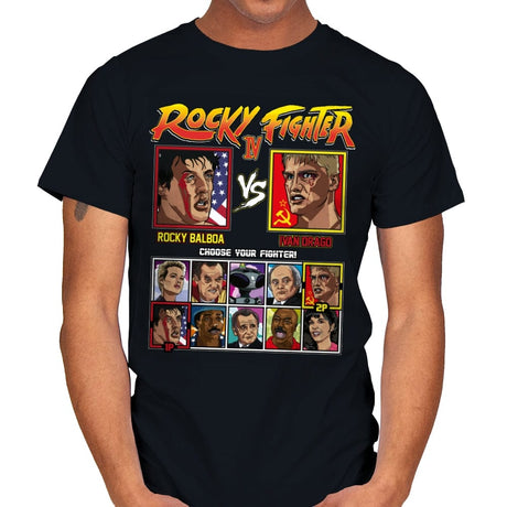 Rocky Fighter - Rocky vs Drago - Mens T-Shirts RIPT Apparel Small / Black