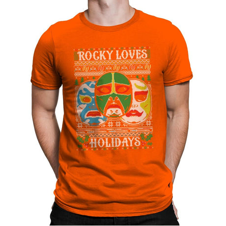 Rocky Loves Holidays - Ugly Holiday - Mens Premium T-Shirts RIPT Apparel Small / Classic Orange