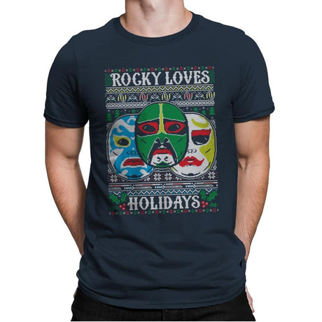 Rocky Loves Holidays - Ugly Holiday - Mens Premium T-Shirts RIPT Apparel Small / Indigo