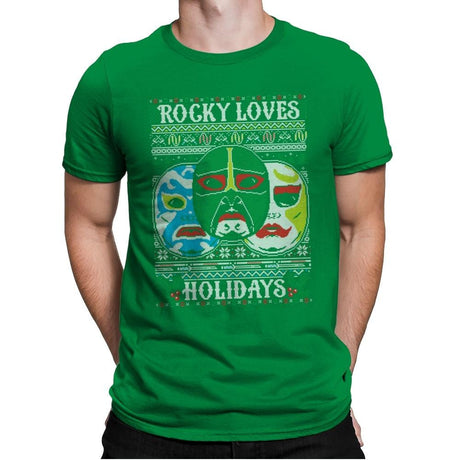 Rocky Loves Holidays - Ugly Holiday - Mens Premium T-Shirts RIPT Apparel Small / Kelly Green