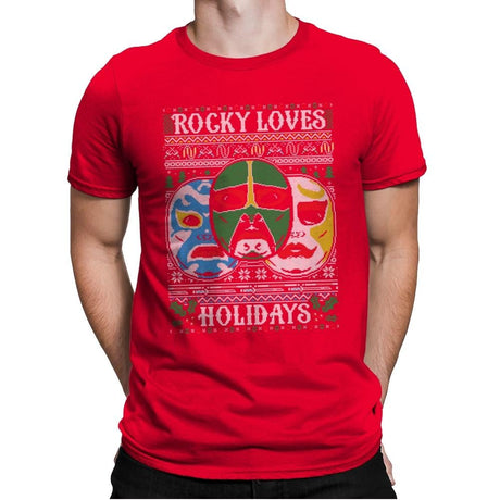 Rocky Loves Holidays - Ugly Holiday - Mens Premium T-Shirts RIPT Apparel Small / Red