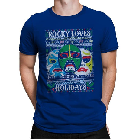 Rocky Loves Holidays - Ugly Holiday - Mens Premium T-Shirts RIPT Apparel Small / Royal