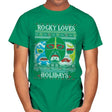 Rocky Loves Holidays - Ugly Holiday - Mens T-Shirts RIPT Apparel Small / Kelly Green