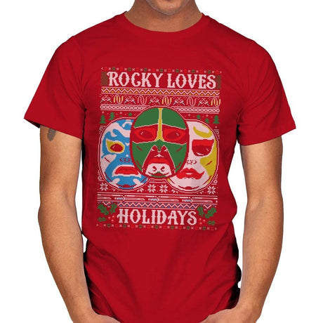 Rocky Loves Holidays - Ugly Holiday - Mens T-Shirts RIPT Apparel Small / Red