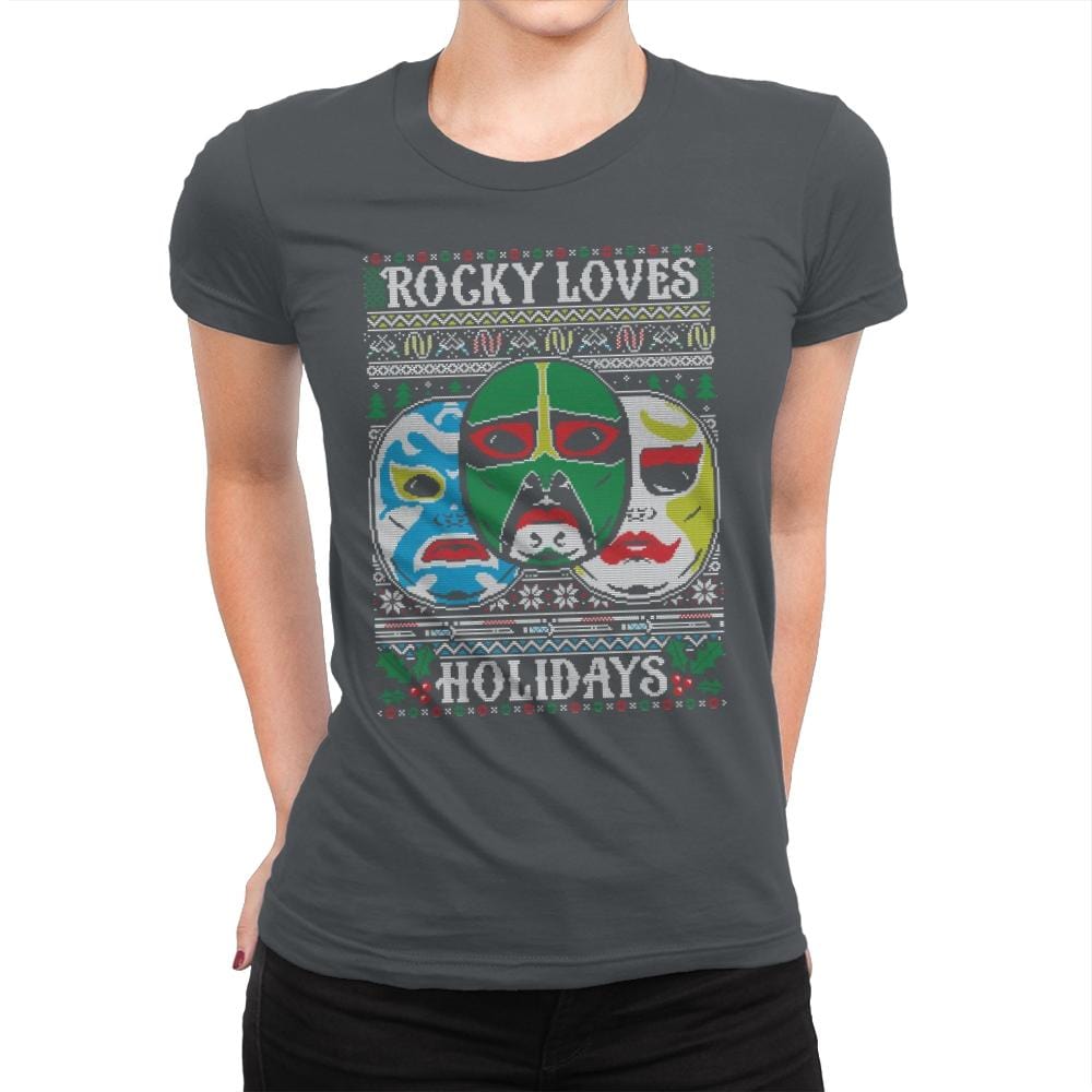 Rocky Loves Holidays - Ugly Holiday - Womens Premium T-Shirts RIPT Apparel Small / Heavy Metal
