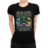 Rocky Loves Holidays - Ugly Holiday - Womens Premium T-Shirts RIPT Apparel Small / Indigo