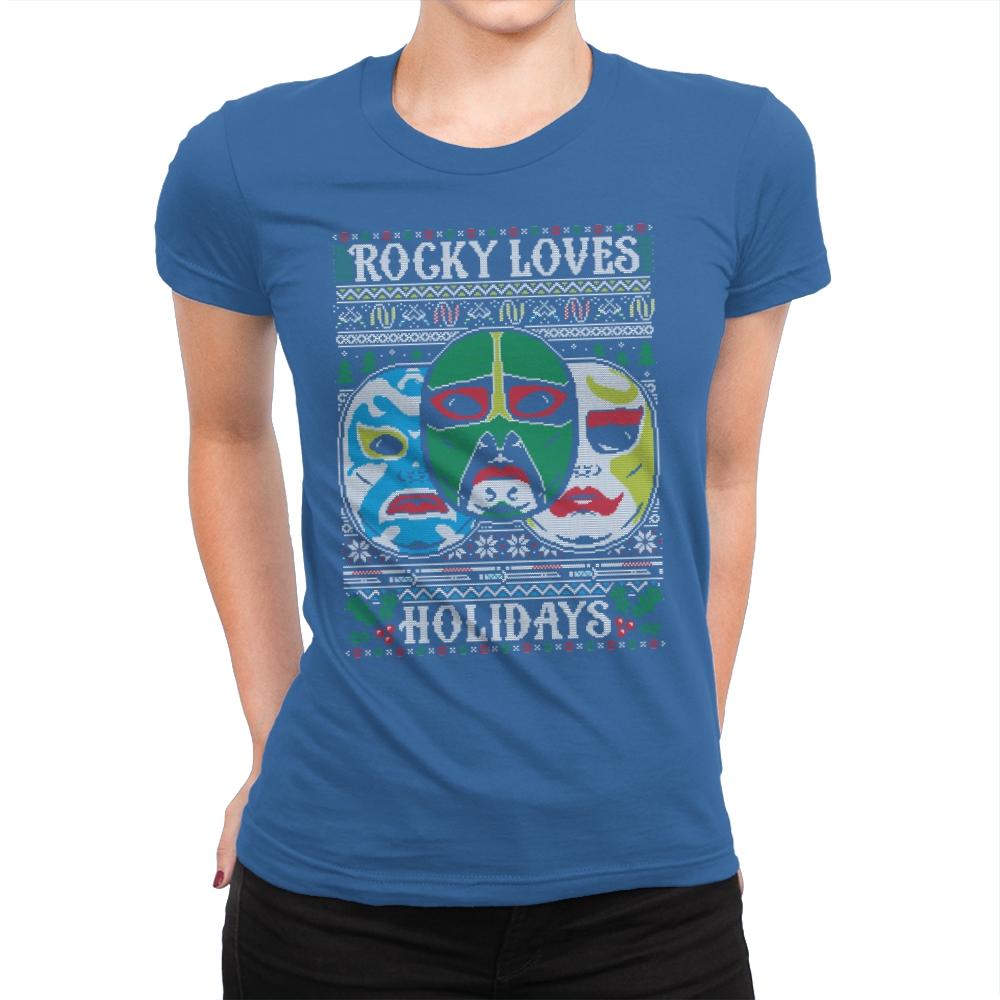Rocky Loves Holidays - Ugly Holiday - Womens Premium T-Shirts RIPT Apparel Small / Royal