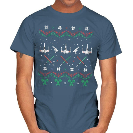 Rogue Christmas - Ugly Holiday - Mens T-Shirts RIPT Apparel Small / Indigo Blue