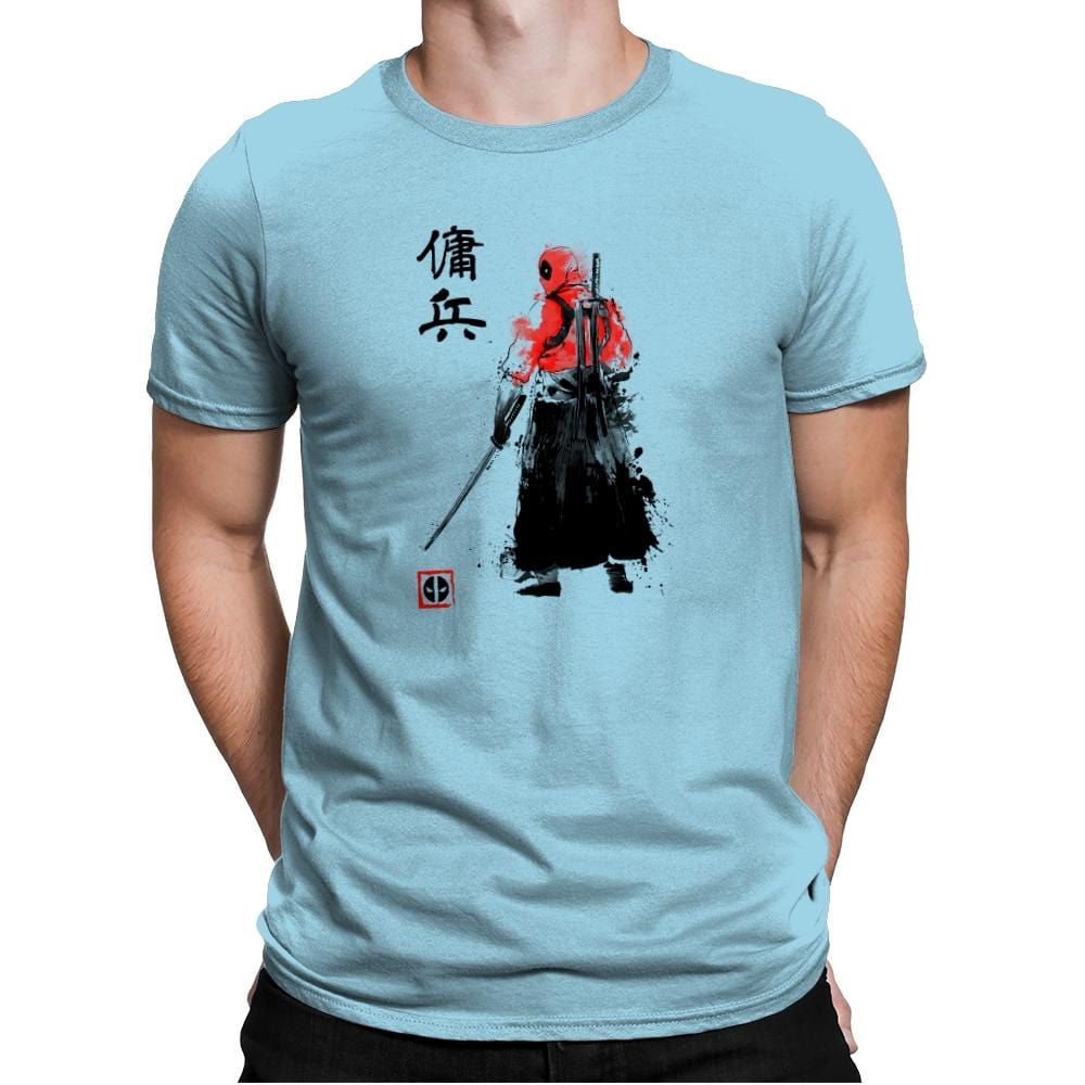 Ronin Mercenary Exclusive - Sumi Ink Wars - Mens Premium T-Shirts RIPT Apparel Small / Light Blue