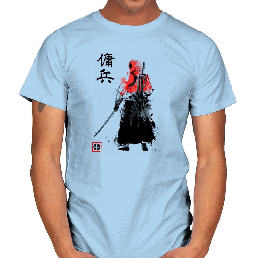 Ronin Mercenary Exclusive - Sumi Ink Wars - Mens T-Shirts RIPT Apparel Small / Light Blue