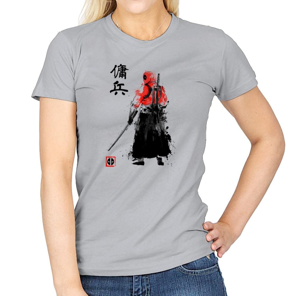 Ronin Mercenary Exclusive - Sumi Ink Wars - Womens T-Shirts RIPT Apparel Small / Sport Grey