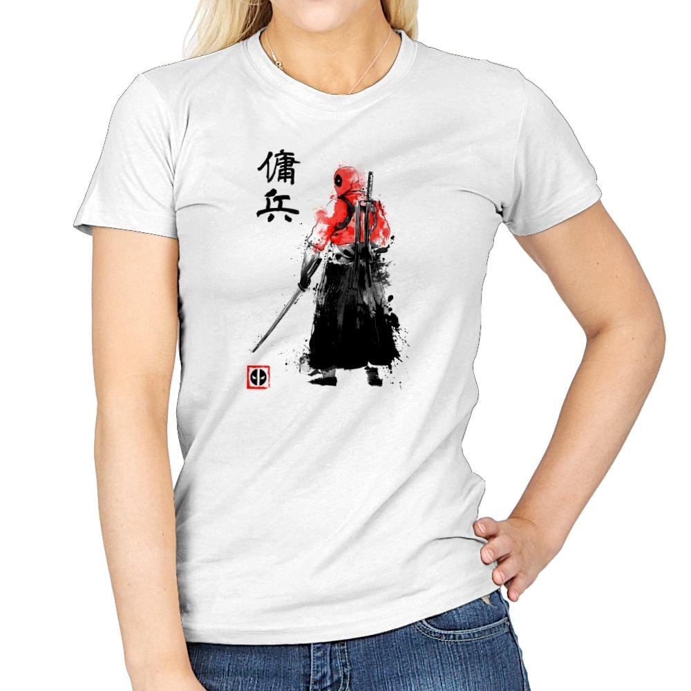 Ronin Mercenary Exclusive - Sumi Ink Wars - Womens T-Shirts RIPT Apparel Small / White