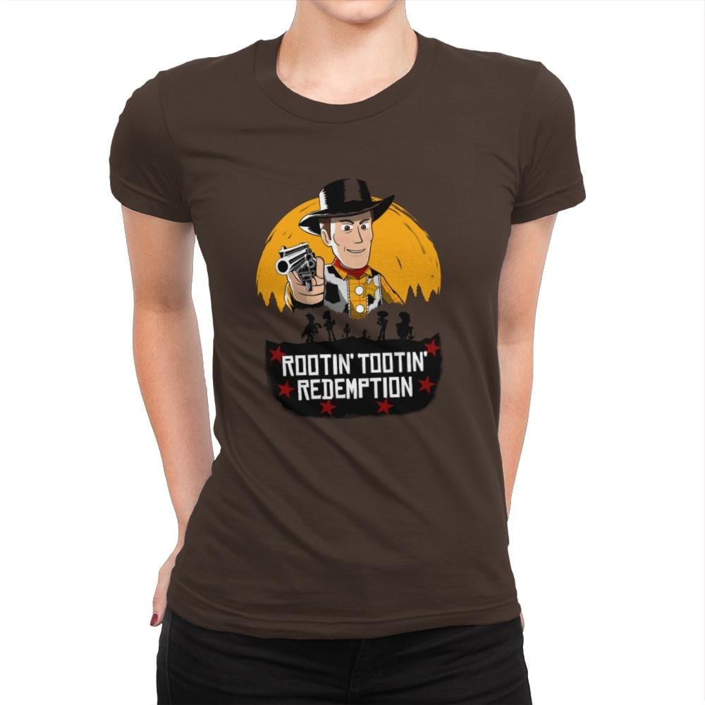 Rootin’ Tootin’ Redemption - Womens Premium T-Shirts RIPT Apparel Small / Dark Chocolate