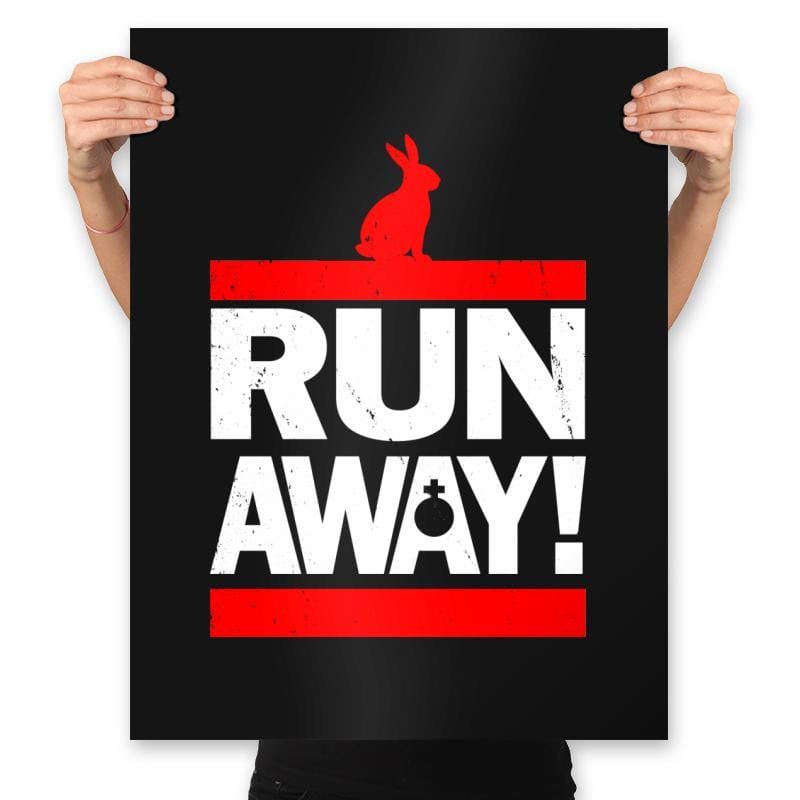 Run Away From The Rabbit - Prints Posters RIPT Apparel 18x24 / Black