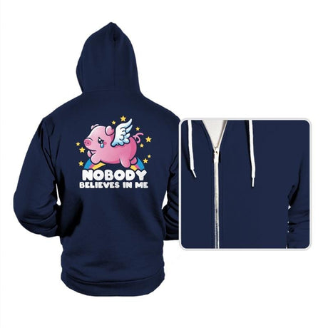 Sad Flying Pig - Hoodies Hoodies RIPT Apparel Small / Navy