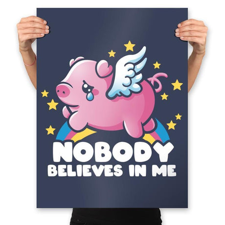 Sad Flying Pig - Prints Posters RIPT Apparel 18x24 / Navy