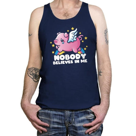 Sad Flying Pig - Tanktop Tanktop RIPT Apparel X-Small / Navy