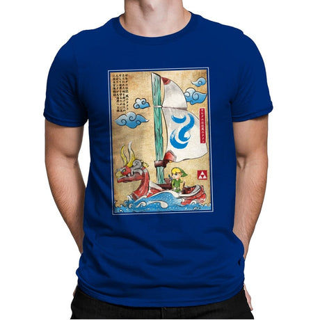 Sailing with the Wind Woodblock - Mens Premium T-Shirts RIPT Apparel Small / Royal