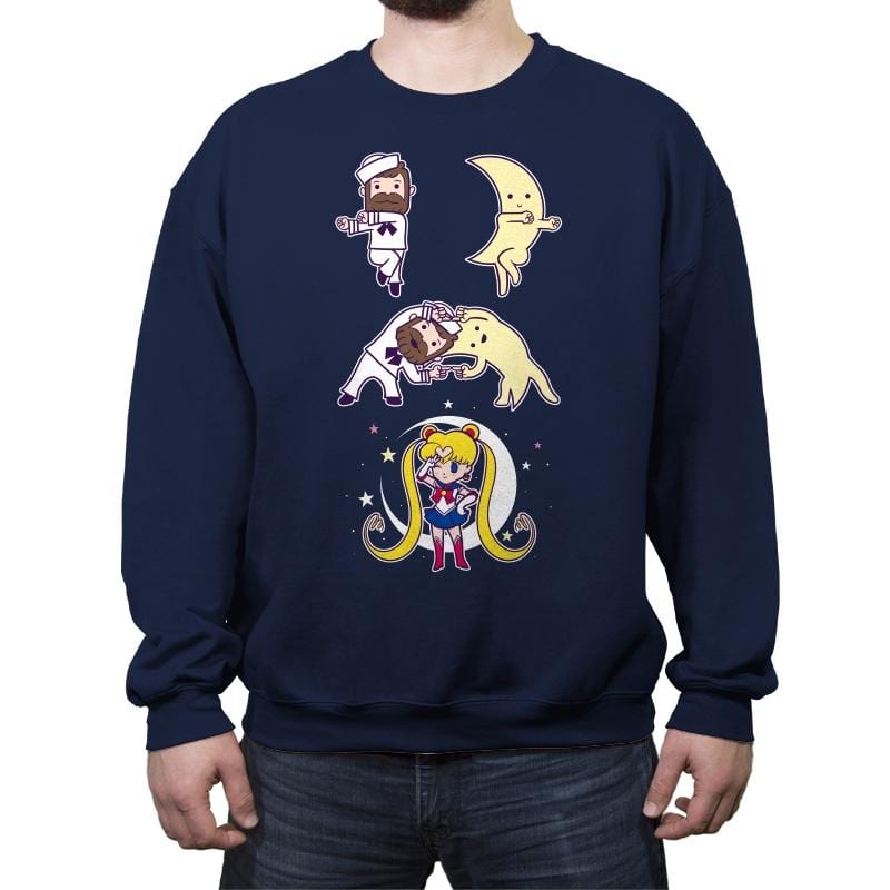 Sailor + Moon - Crew Neck Sweatshirt Crew Neck Sweatshirt RIPT Apparel Small / Navy