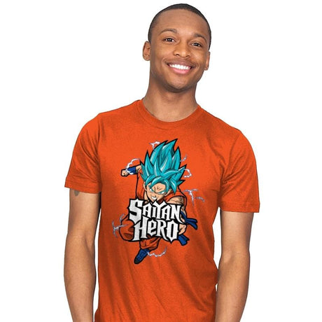 Saiyan Hero Rock - Mens T-Shirts RIPT Apparel Small / Orange