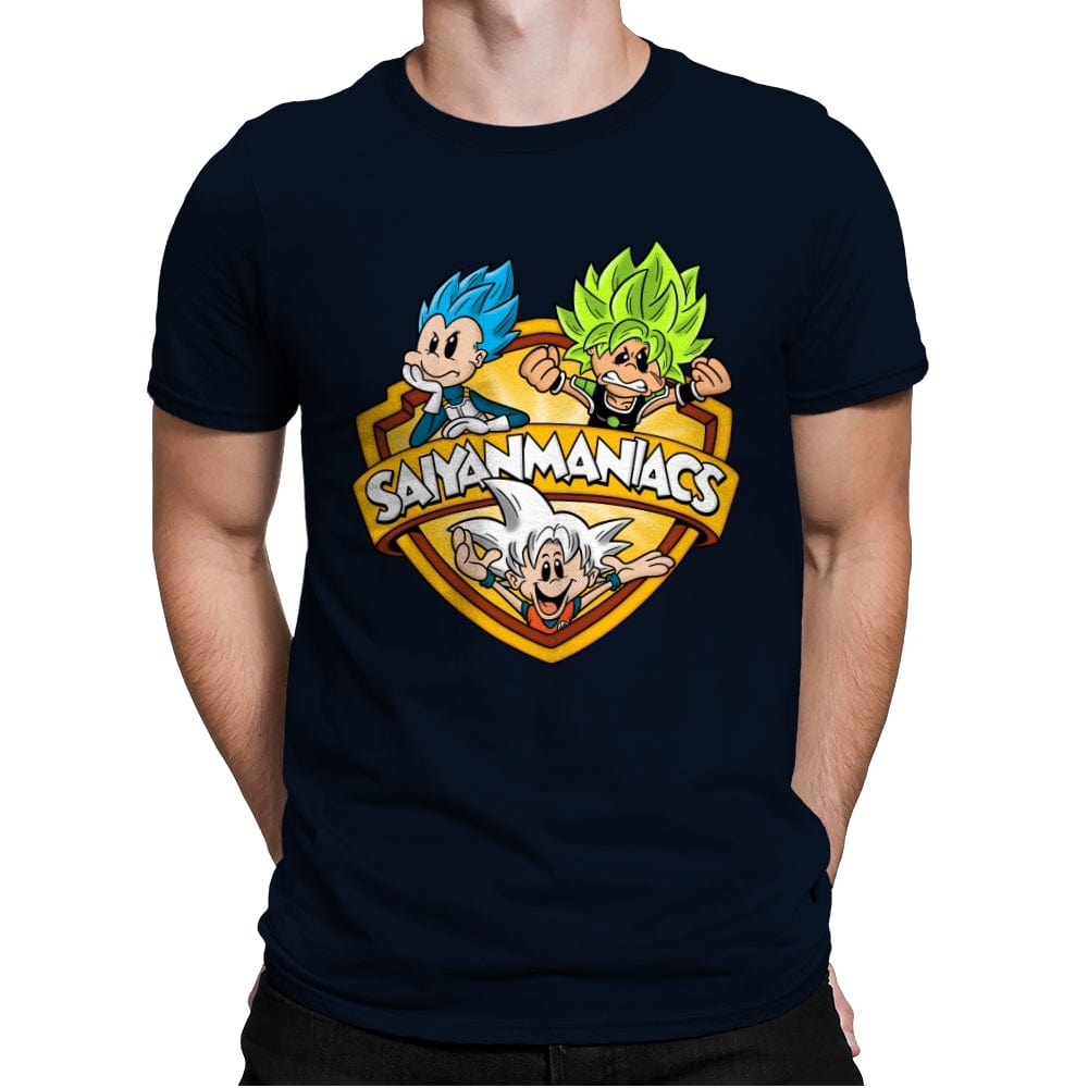 Saiyanmaniacs - Mens Premium T-Shirts RIPT Apparel Small / Midnight Navy