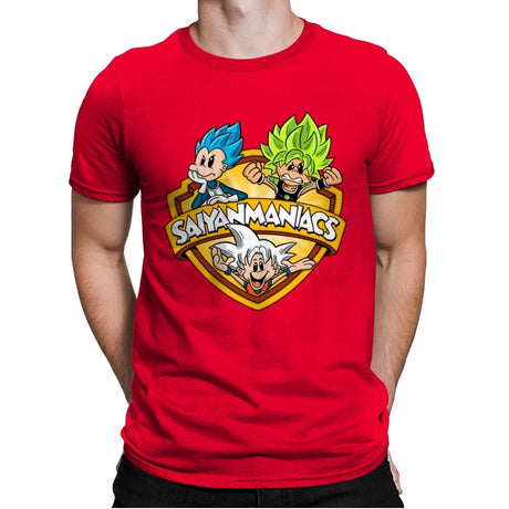 Saiyanmaniacs - Mens Premium T-Shirts RIPT Apparel Small / Red