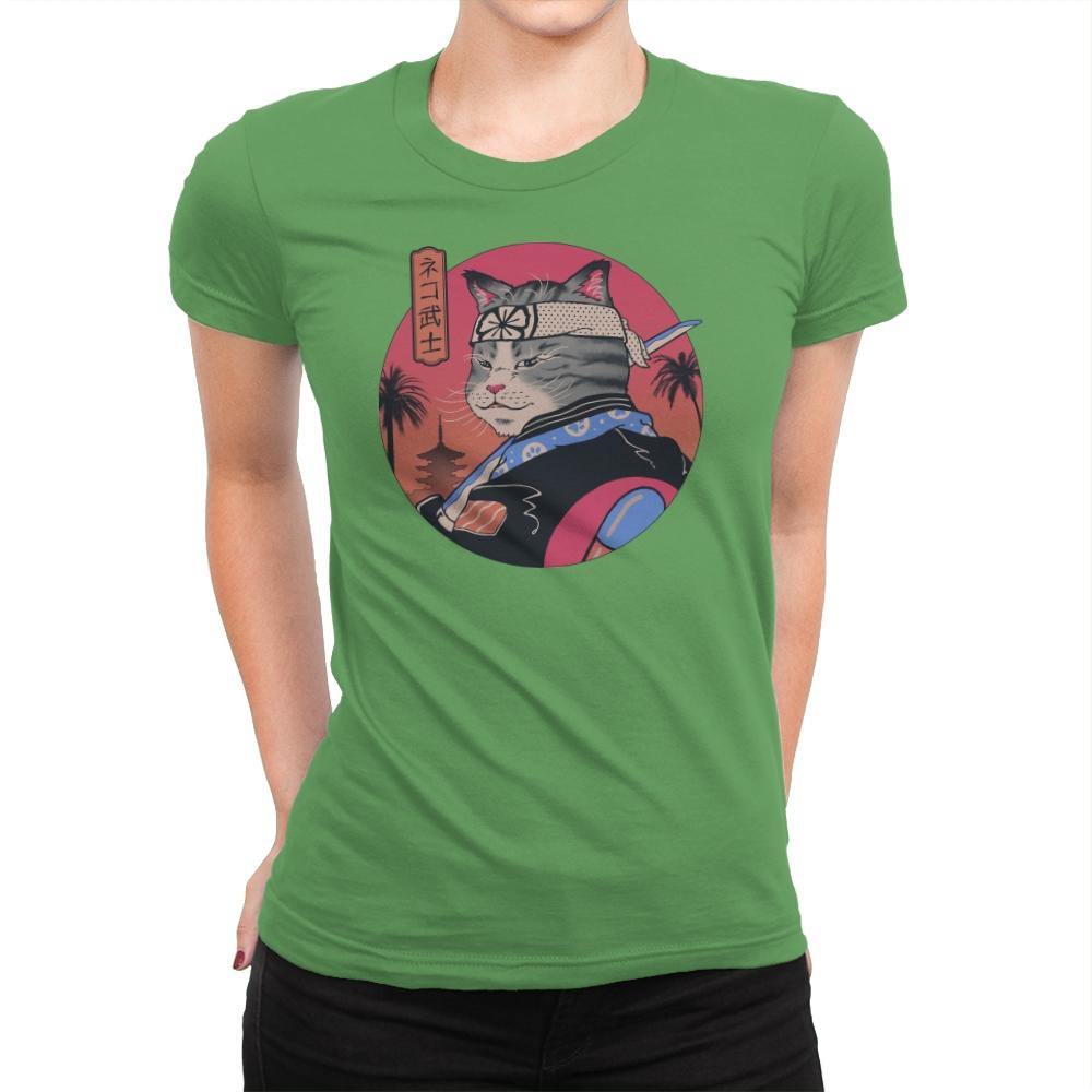 Samurai Cat - Womens Premium T-Shirts RIPT Apparel Small / Kelly
