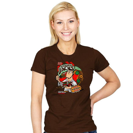 Samurai Cereal - Womens T-Shirts RIPT Apparel Small / Brown