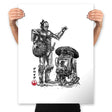 Samurai Droids Sumi-e - Prints Posters RIPT Apparel 18x24 / White