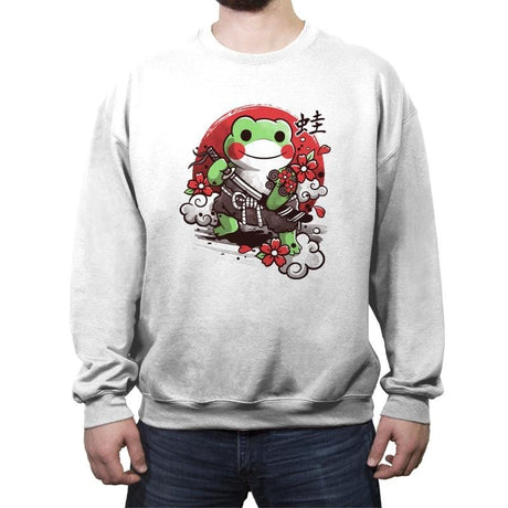 Samurai Frog - Crew Neck Sweatshirt Crew Neck Sweatshirt RIPT Apparel Small / White