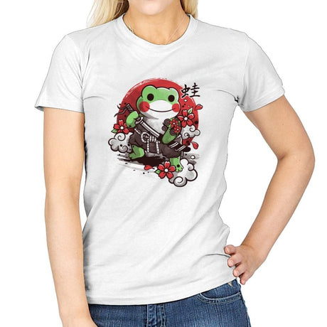 Samurai Frog - Womens T-Shirts RIPT Apparel Small / White