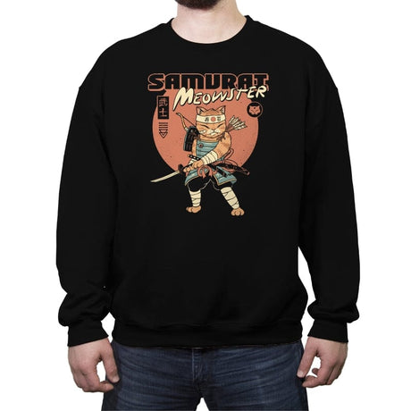 Samurai Meowster - Crew Neck Sweatshirt Crew Neck Sweatshirt RIPT Apparel Small / Black