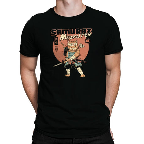 Samurai Meowster - Mens Premium T-Shirts RIPT Apparel Small / Black