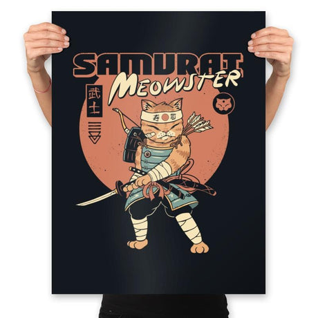 Samurai Meowster - Prints Posters RIPT Apparel 18x24 / Black
