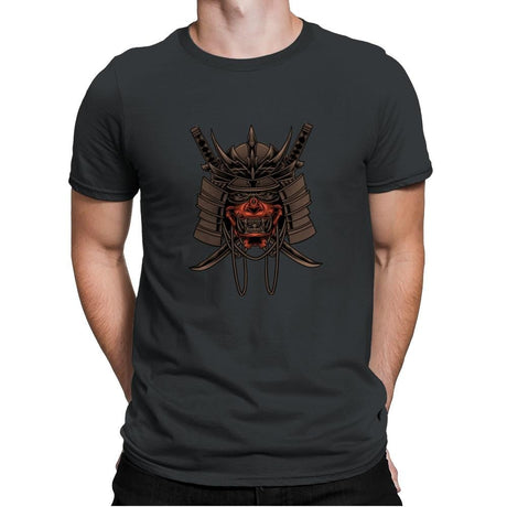 Samurai Skull - Mens Premium T-Shirts RIPT Apparel Small / Heavy Metal