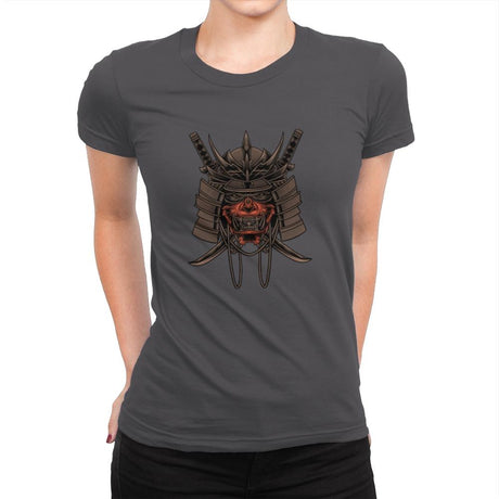 Samurai Skull - Womens Premium T-Shirts RIPT Apparel Small / Heavy Metal