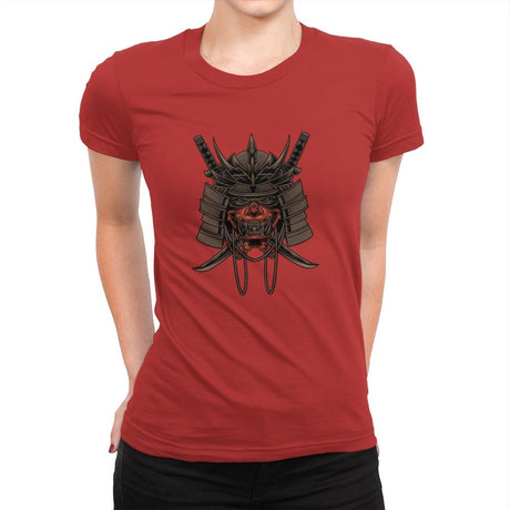 Samurai Skull - Womens Premium T-Shirts RIPT Apparel Small / Red