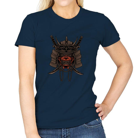 Samurai Skull - Womens T-Shirts RIPT Apparel Small / Navy