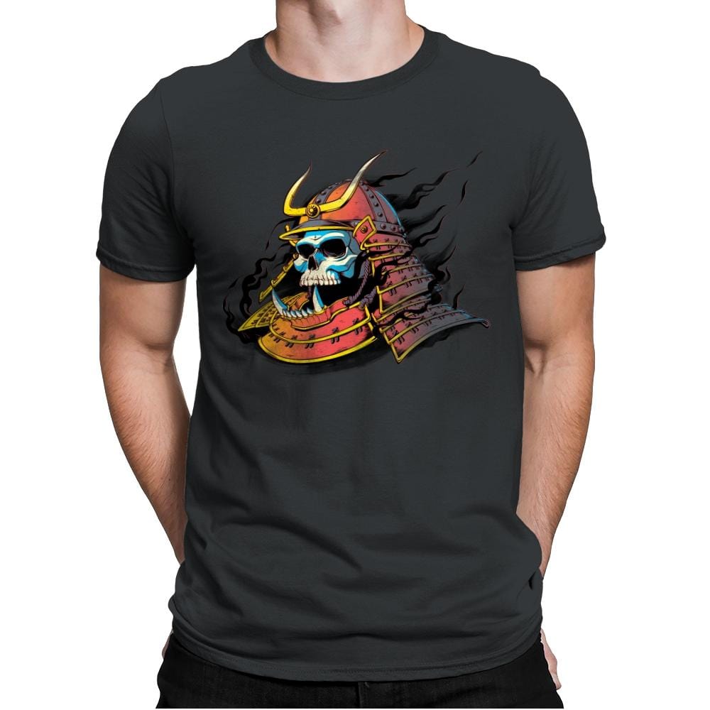 Samurai Skulls - Mens Premium T-Shirts RIPT Apparel Small / Heavy Metal