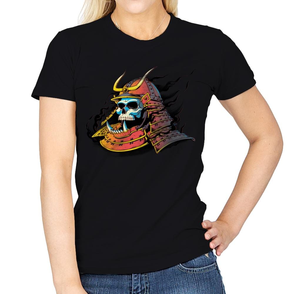 Samurai Skulls - Womens T-Shirts RIPT Apparel Small / Black