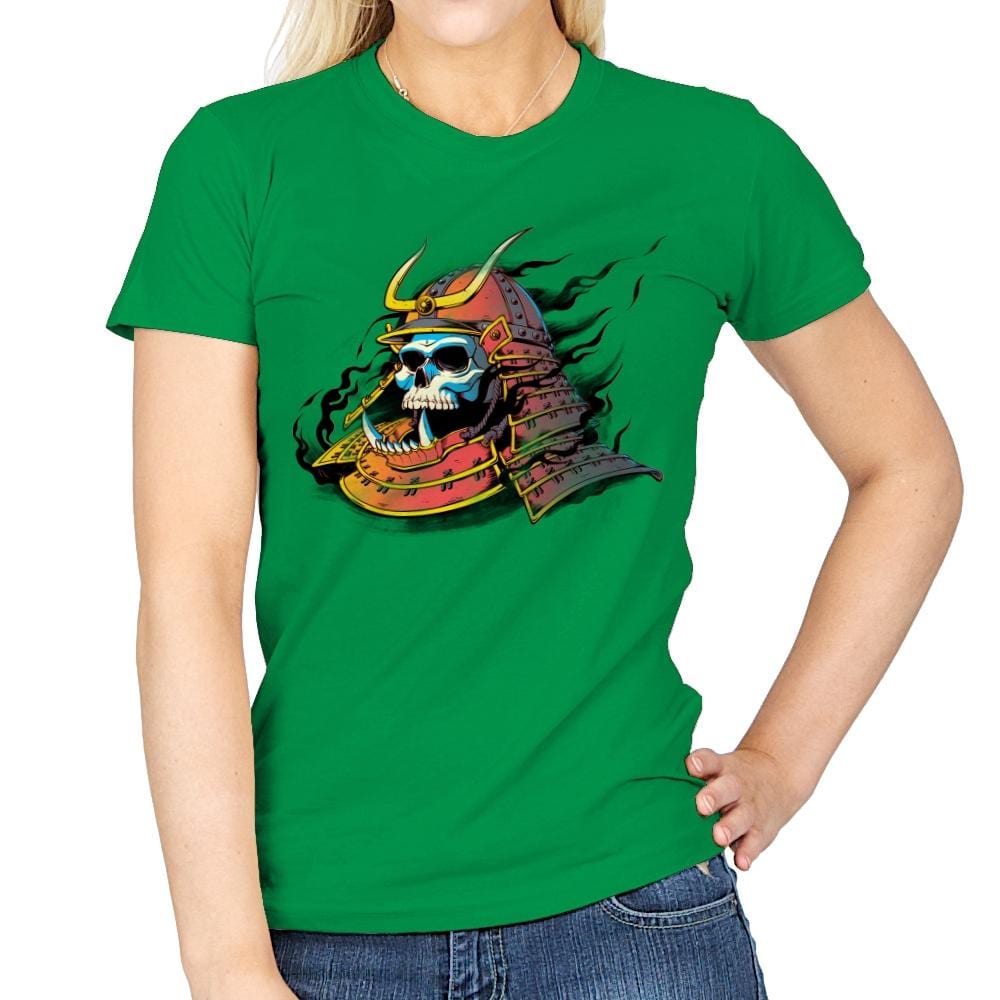 Samurai Skulls - Womens T-Shirts RIPT Apparel Small / Irish Green
