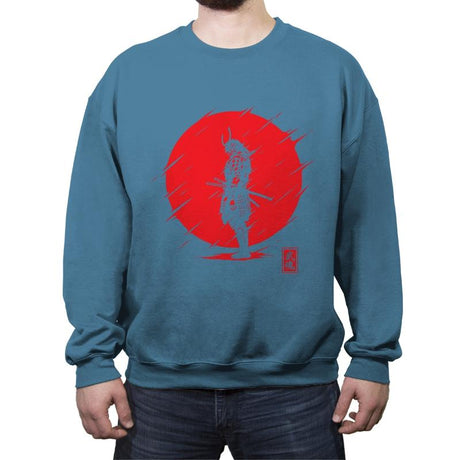Samurai Spirit - Crew Neck Sweatshirt Crew Neck Sweatshirt RIPT Apparel Small / Indigo Blue