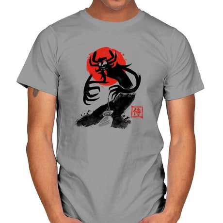 Samurai Sumi-E Exclusive - Mens T-Shirts RIPT Apparel Small / Sport Grey