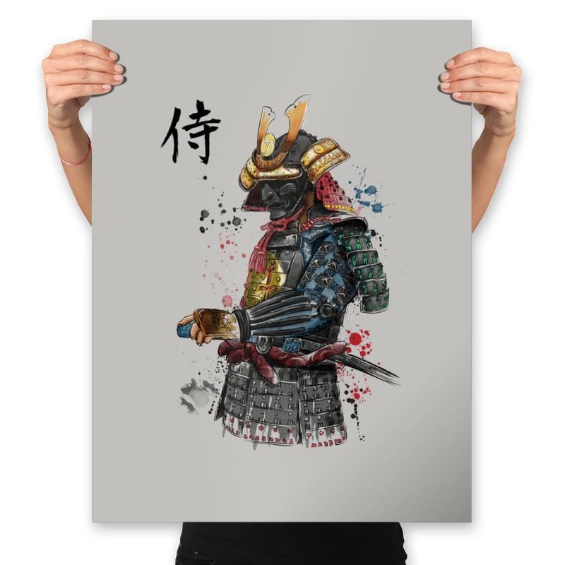 Samurai Watercolor - Prints Posters RIPT Apparel 18x24 / Silver