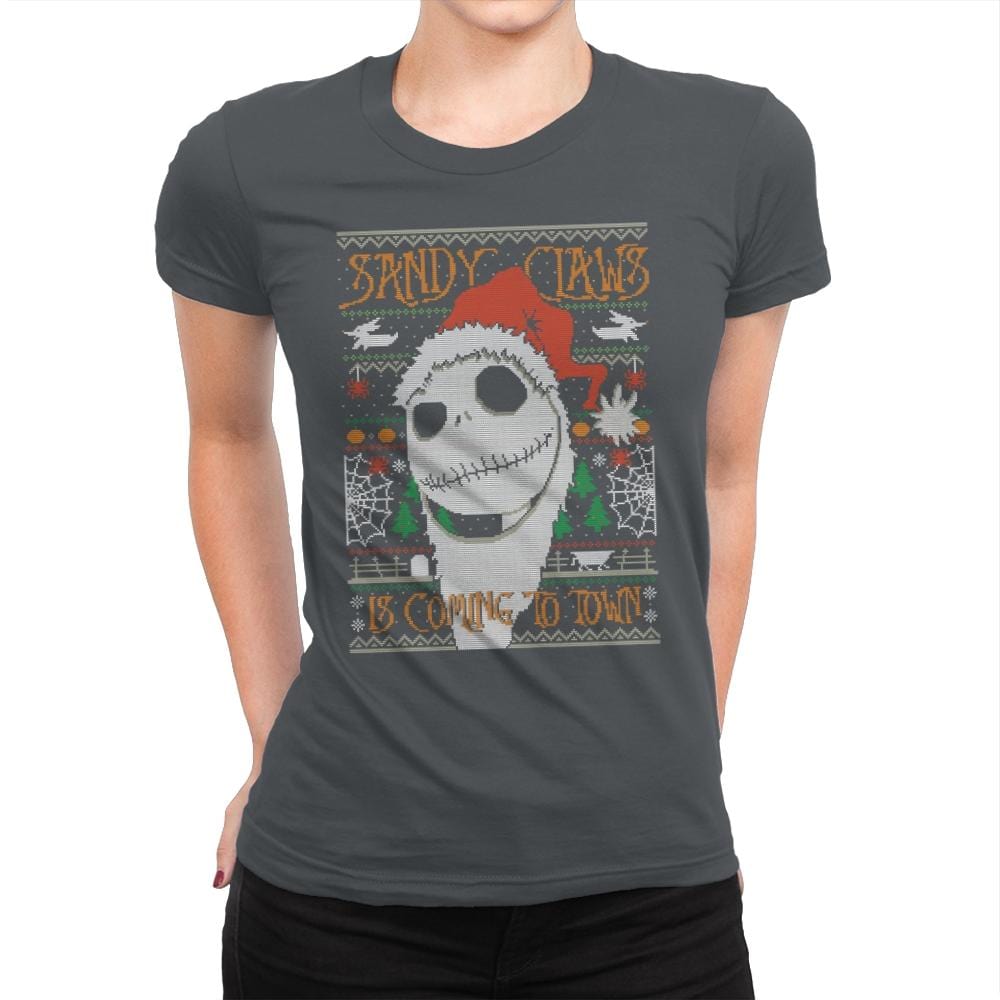 Sandy Claws - Ugly Holiday - Womens Premium T-Shirts RIPT Apparel Small / Heavy Metal
