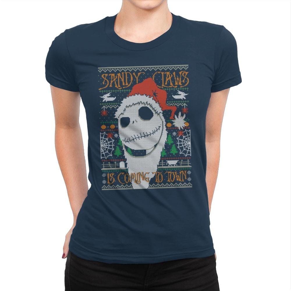Sandy Claws - Ugly Holiday - Womens Premium T-Shirts RIPT Apparel Small / Midnight Navy
