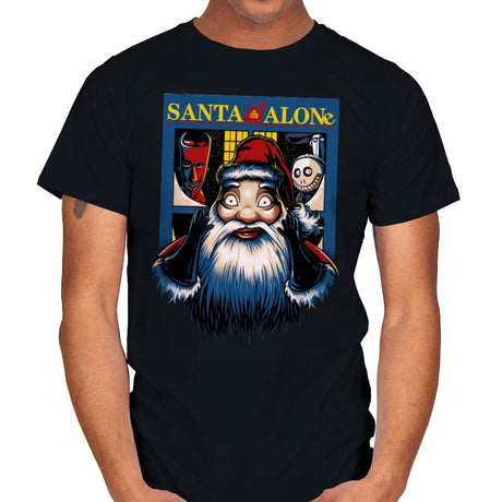 Santa Alone - Mens T-Shirts RIPT Apparel Small / Black